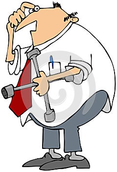 Puzzled Man Holding A Lug Wrench