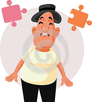 Puzzled Middle Aged Man Thinking Vector Cartoon illustration