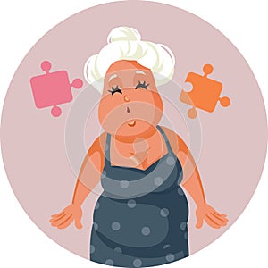 Puzzled Middle Aged Woman Thinking Vector Cartoon illustration