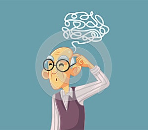 Puzzled Senior Man Vector Character Illustration