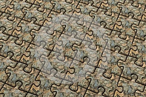 Puzzles arranged neatly with rock texture, 3d rendering