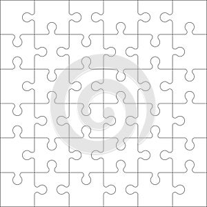 Puzzles blank template with square grid. Jigsaw puzzle 6x6 size with 36 pieces. Mosaic background for thinking game.