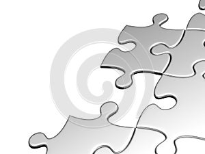 Puzzles clamped on white background