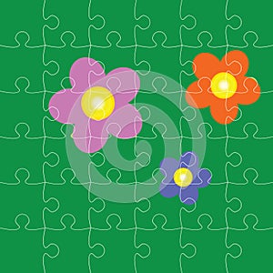 Puzzles with flowers illustration