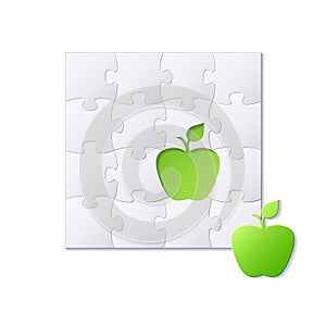 Puzzles and green apple concept vector