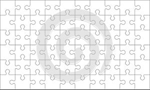 Puzzles grid - blank template. Jigsaw puzzle with 60 pieces. Mosaic background for thinking game is 10x6 size. Game with details.