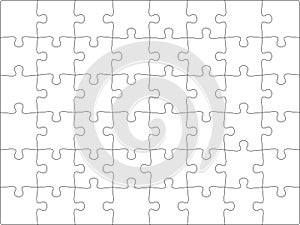 Puzzles grid template. Jigsaw puzzle pieces, thinking game and jigsaws detail frame design vector.