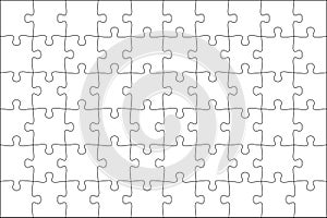 Puzzles grid template. Jigsaw puzzle pieces, thinking game and jigsaws detail frame design vector.