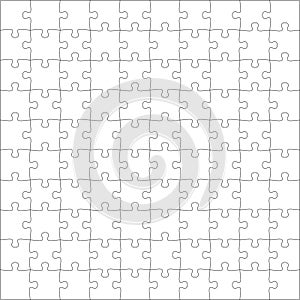 Puzzles grid template. Jigsaw puzzle pieces, thinking game and jigsaws detail frame design vector.