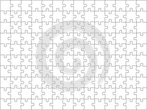 Puzzles grid template. Jigsaw puzzle pieces, thinking game and jigsaws detail frame design vector.