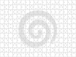 Puzzles grid template. Jigsaw puzzle pieces, thinking game and jigsaws detail frame design vector.