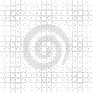 Puzzles grid template. Jigsaw puzzle pieces, thinking game and jigsaws detail frame design vector.