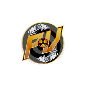 PV Logo Monogram ESport Gaming with Gas Shape Design