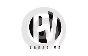 PV P V White Letter Logo Design with Circle Background.