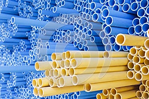 PVC pipes for electric conduit and water . photo