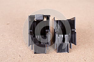 Pvc Plastic Window parts isolated on brown background