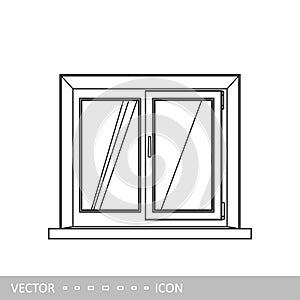 PVC plastic window. Vector icon in linear style.