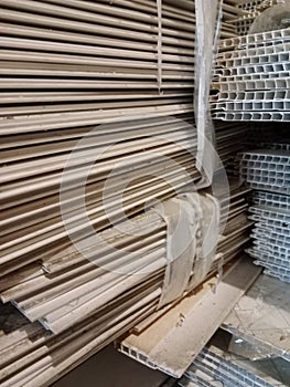 pvc stacked in a storage warehouse