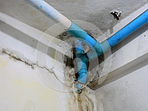 PVC water leakage from the floor upstairs