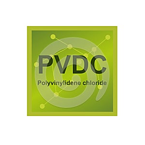 Vector symbol of polyvinylidene chloride Ã¢â¬â PVDC polymer on the background from connected macromolecules