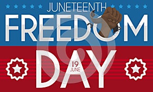 Juneteenth Symbols, Fist and Greeting to Commemorate Freedom Day, Vector Illustration photo