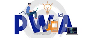 PWA Progressive Web App, the latest website applications technology with fast loading offline service worker caching photo