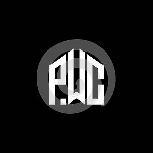 PWC letter logo design on BLACK background. PWC creative initials letter logo concept. PWC letter design