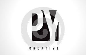 PY P Y White Letter Logo Design with Black Square.