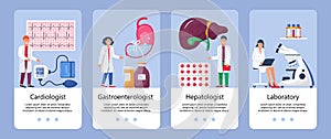 Pyelonephritis, concept of cystitis are shown. Urolithiasis, nephropathy app templates. Tiny doctors treat kidneys photo