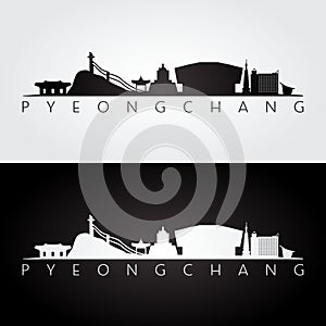 Pyeongchang skyline and landmarks silhouette