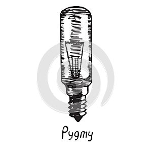 Pygmy lamp type, woodcut style design, hand drawn doodle, sketch