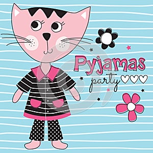 Pyjamas cat vector illustration