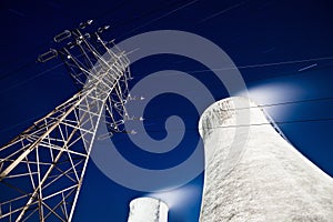 Pylon and cooling towers