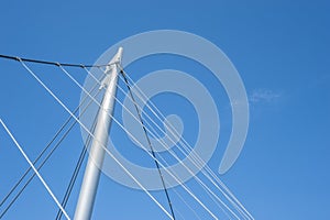 Pylon of the pedestrian bridge at the harbor in Sassnitz