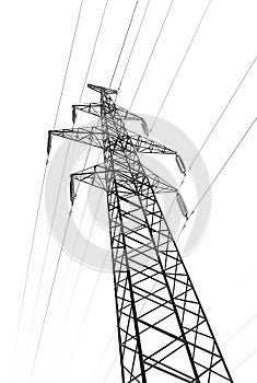 Pylon tower power line isolated white