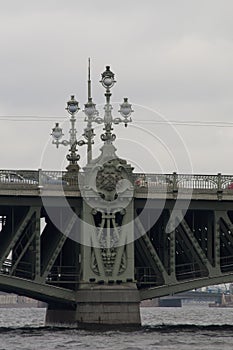 Pylon of Troitsky Bridge with art nouveau decorative elements