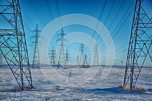 Pylons on a blue sky