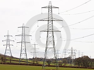 Pylons dominant in the countryside