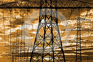 Pylons and high voltage cable for electricity and energy