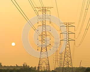 Pylons and power lines.