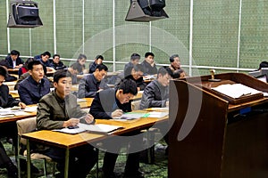 Students at the Grand People`s Study House in Pyongyang, North Korea