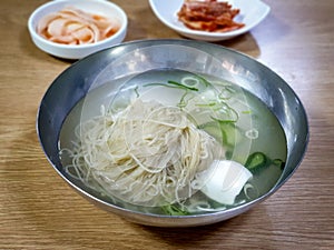 Pyongyang Naengmyeon, Korean noodle dish of buckwheat and cold broth made from beef.