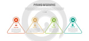 pyramid base shape infographics template diagram with simple triangle with circle badge on top with 4 point step creative simple