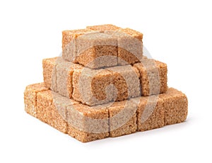 Pyramid of brown unrefined cane sugar cubes