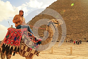 pyramid and camel rider