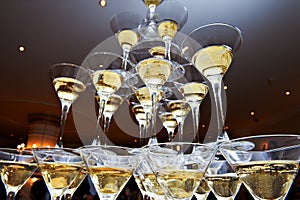 Pyramid of champagne glasses