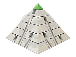 Pyramid chart green-white with stairs and holes