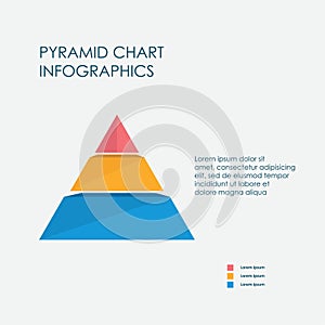 Pyramid Chart Infographics Elements 3D Vector Flat Design, Sign, Icon Full Color