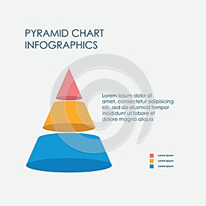 Pyramid Chart Infographics Elements 3D Vector Flat Design, Sign, Icon Full Color