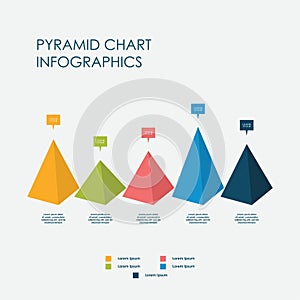 Pyramid Chart Infographics Elements 3D Vector Flat Design, Sign, Icon Full Color